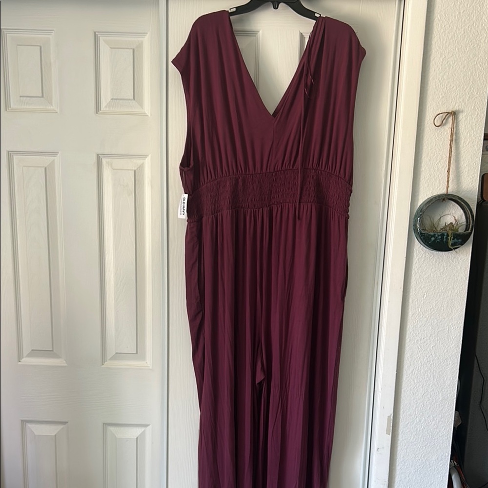 Old Navy Maroon V-Neck Jumpsuit